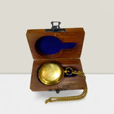 Personalized brass pocket watch with wooden box